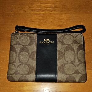 Coach Signature Brown and Black Wristlet